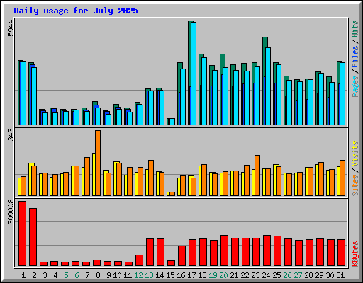 Daily usage for July 2025
