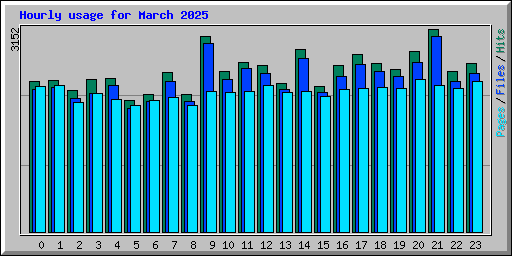 Hourly usage for March 2025